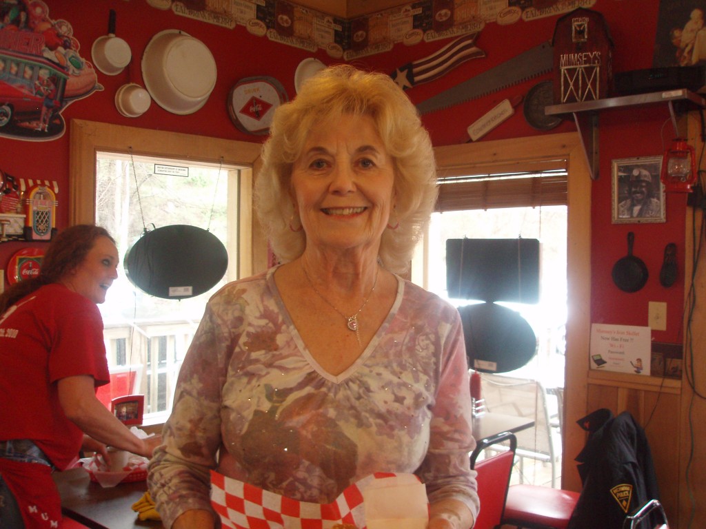 Waitress at Mumsey's Iron Skillet, the only restaurant currently open in Richwood. 