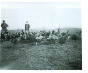 Hazel's parents with their turkeys, Pickaway, W.Va. Courtesy of Hazel Shrader.